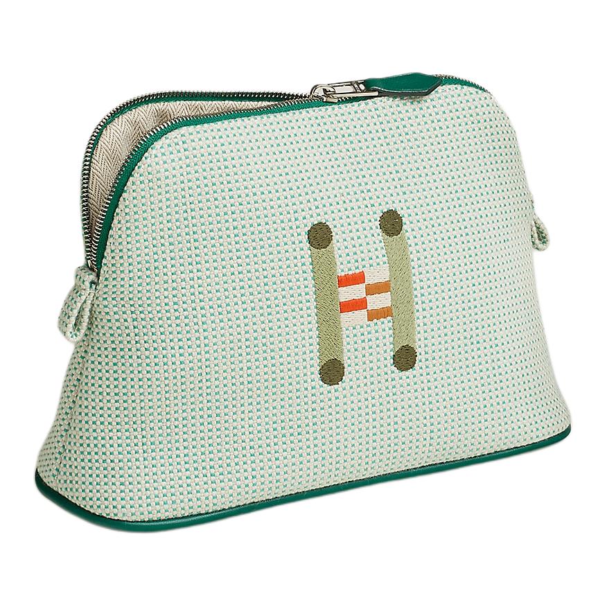 HERMES Bolide Cotton Storage Bag Mini Women's Cloud White & Mint Green