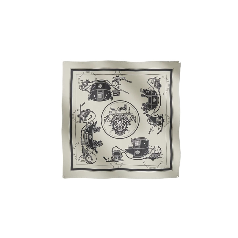 HERMES Silk Scarves Unisex Beige