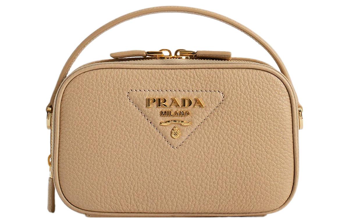 PRADA Calfskin Shoulder Bag Crossbody Bag Handbag Regular Women's Sand