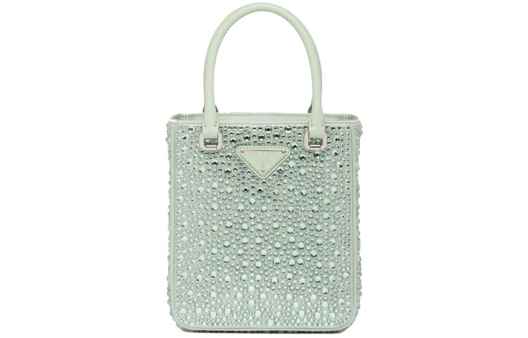PRADA Fabric Tote Bag Shopping Bag Shoulder Bag Crossbody Bag Handbag Small Size Women's Aqua Green