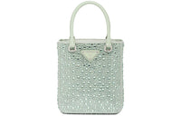 PRADA Fabric Tote Bag Shopping Bag Shoulder Bag Crossbody Bag Handbag Small Size Women's Aqua Green