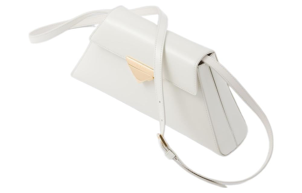 PRADA Brushed Leather Handbag Medium Size Women's White