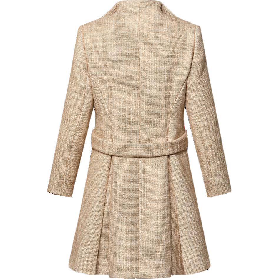LOUIS VUITTON Graphic Collar Belted Tweed Coat