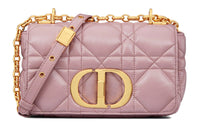 DIOR Caro Cow Leather Shoulder Bag, Crossbody Bag Trumpets Women's Vintage Pink