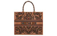 DIOR Sheepskin Tote Bag Shopping Bag Handbag Large Size Women's Brown/Black