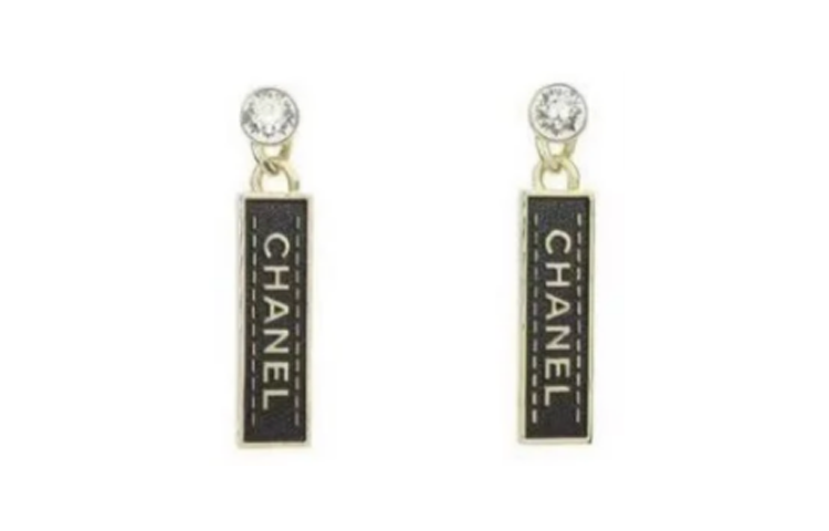 CHANEL Metal Earrings Women's Black/Gold