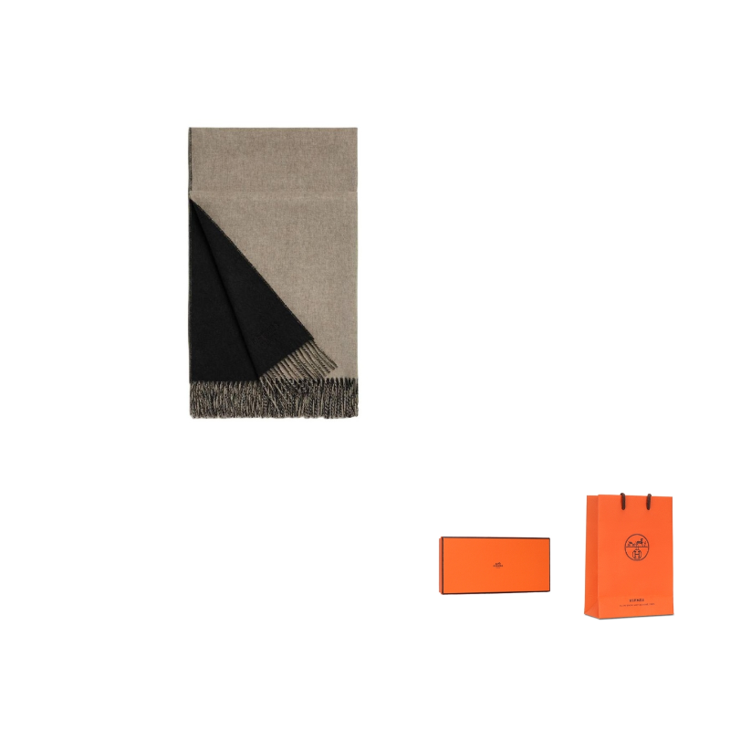 HERMES Knit Scarves Unisex Umber