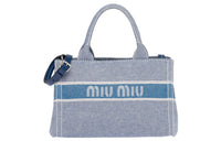 MIU MIU Jacquard Denim Shoulder Bag Crossbody Bag Handbag Regular Women's Dark Purple Blue