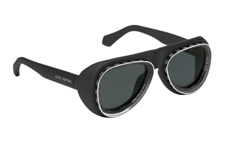LOUIS VUITTON Metallic Nylon Irregular Shape Sunglasses Men's Black