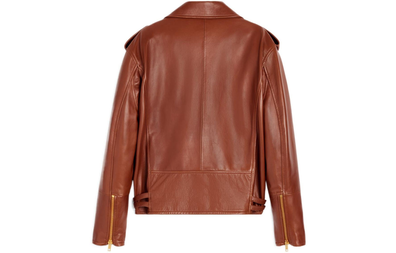 CELINE FW22 Leather Jacket Women's Brown