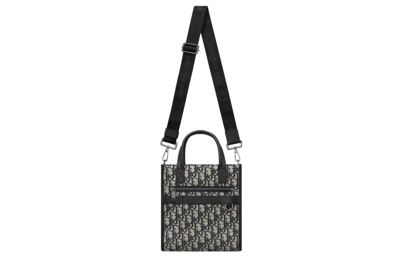 DIOR Oblique Printed Fabric Tote Bag, Shopping Bag, Handbag, Shoulder Bag, Crossbody Bag Regular Men's Beige & Black