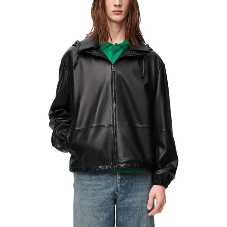LOEWE Hooded Zipped Leather Jacket