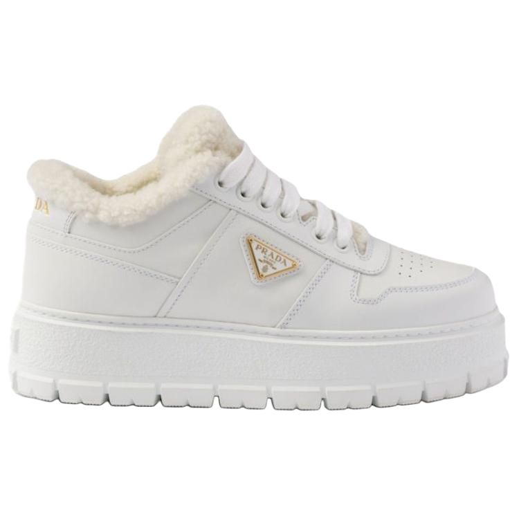 PRADA Low Top Skateboard Shoes Women's White