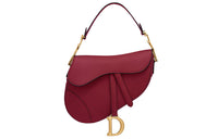 DIOR Saddle Cow Leather Handbags Shoulder Bags Women's Cherry Red