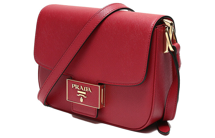 PRADA Cow Leather Small Square Bag Shoulder Bag Crossbody Bag Regular Women's Red