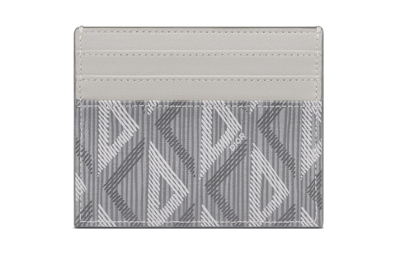 DIOR Smooth Cow Leather, Cotton, Gray Canvas Card Holder Card Holder Men's Gray