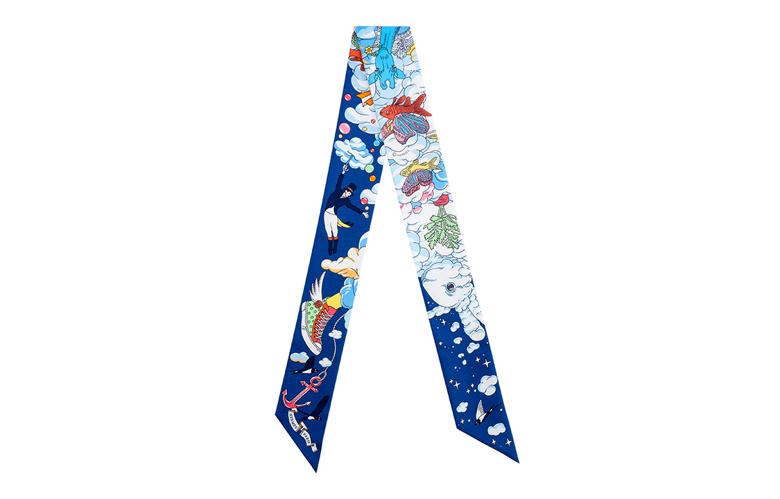 HERMES Silk Scarves Women's Blue