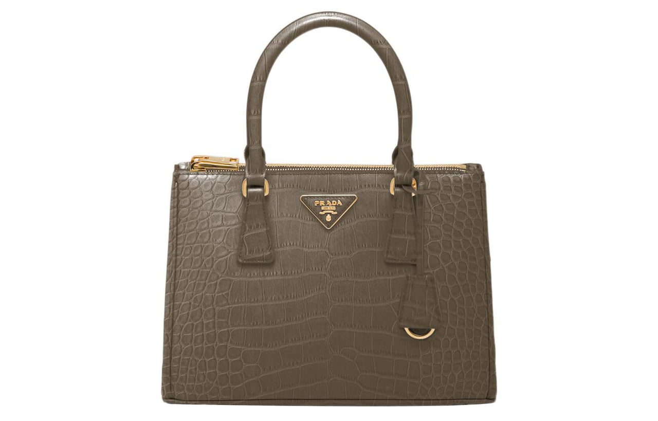 PRADA Galleria Killer Bag Crocodile Leather Shoulder Bag Crossbody Bag Handbag Medium Size Women's Clay Gray