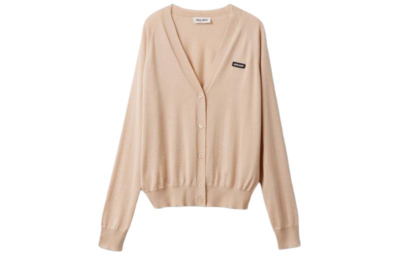 MIU MIU Cashmere And Silk Cardigan Knitwear Women's Flesh Pink