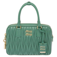MIU MIU Matelassé Nappa Leather Shoulder Bag Crossbody Bag Handbag Women's Sage Green