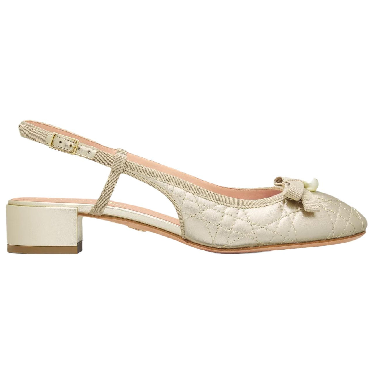 DIOR Chunky Heel High Heels 3cm Women's Gold