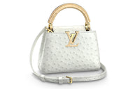 LOUIS VUITTON Capucines Ostrich Leather Kapusin Crossbody Tote Bag Over One Shoulder Mini Women's Pearl White/Gold