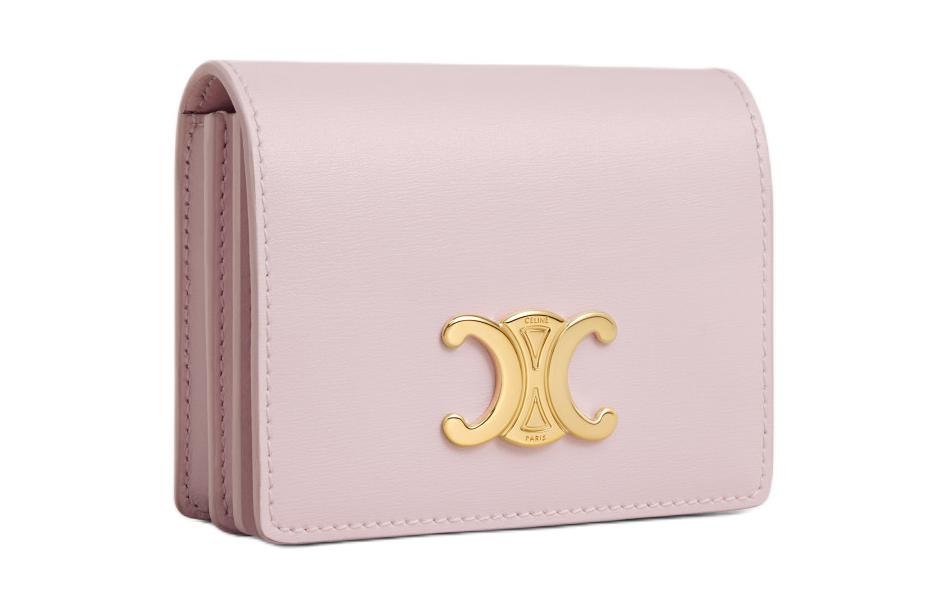 CELINE Shiny Cow Leather Card Holder Women's Light Pink