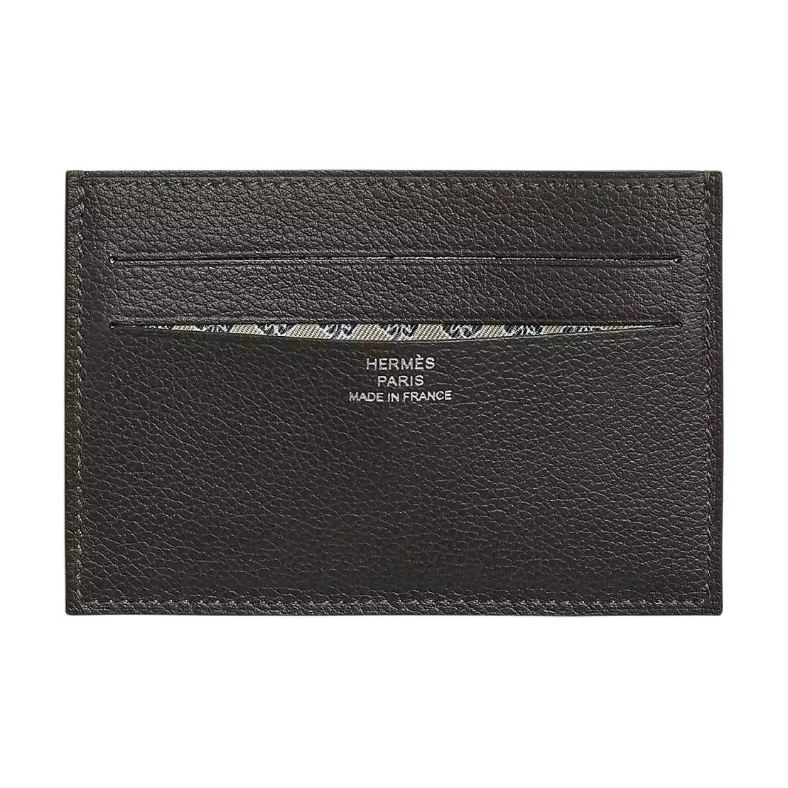 HERMES Citizen Twill Evercolor Calfskin Card Holder Men's Black