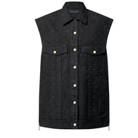 LOUIS VUITTON Sleeveless Monogram Jacquard Denim Jacket