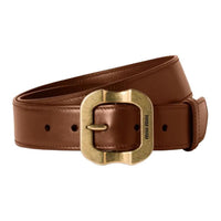 MIU MIU Calfskin Leather Belts Women's Brown Width  3.5cm