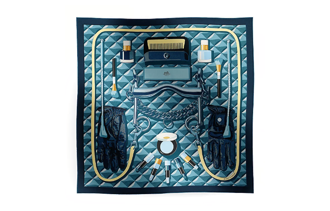 HERMES Silk Scarves Women's Blue
