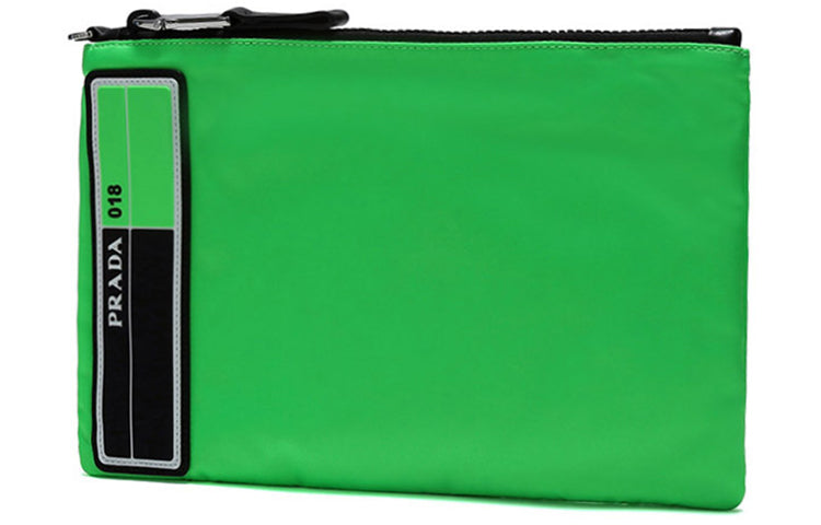 PRADA Fabric Clutch Small Size Men's Neon Green