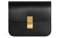 CELINE Classic Bo Polished Cow Leather Tofu Cube Bag, Shoulder Bag, Crossbody Bag Trumpets Women's Black