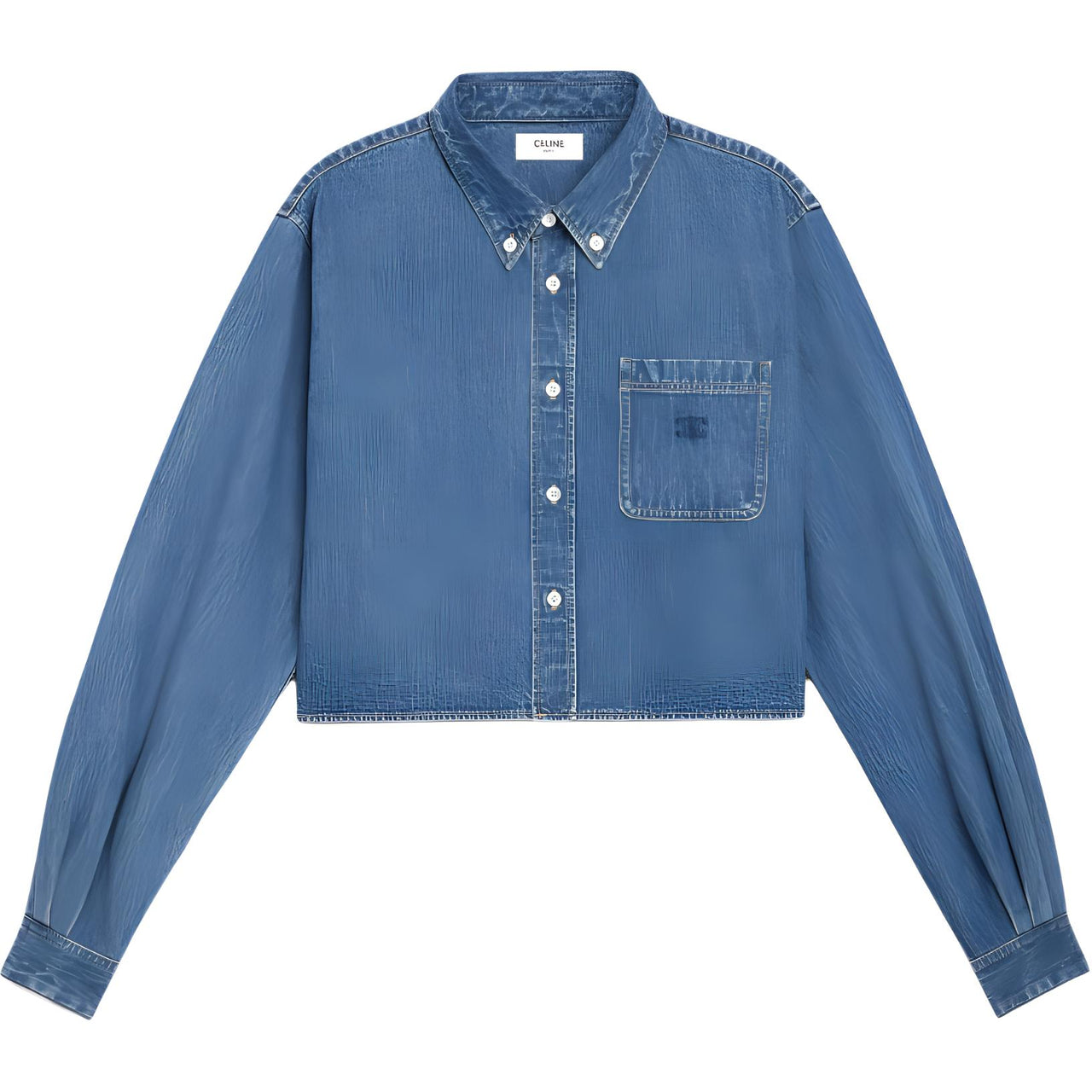 CELINE Cropped Shirt In Union Ocean Wash Denim