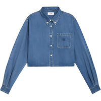 CELINE Cropped Shirt In Union Ocean Wash Denim