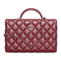 CHANEL Sheepskin Box Bag Shoulder Bag Crossbody Bag Handbag Women's Burgundy