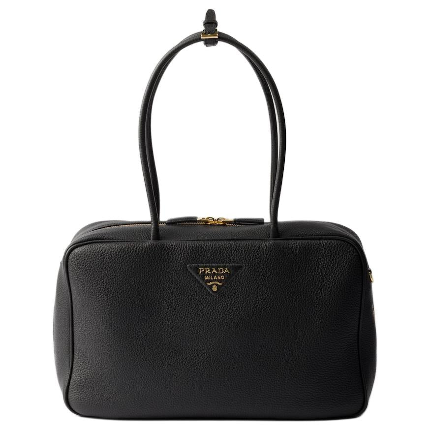 PRADA Calfskin Handbag, Shoulder Bag Tubas Unisex Black
