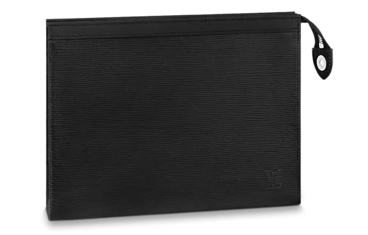 LOUIS VUITTON Pochette Voyage Epi Grained Leather Cow Leather Trim Toiletry Bags Clutches Men's Black