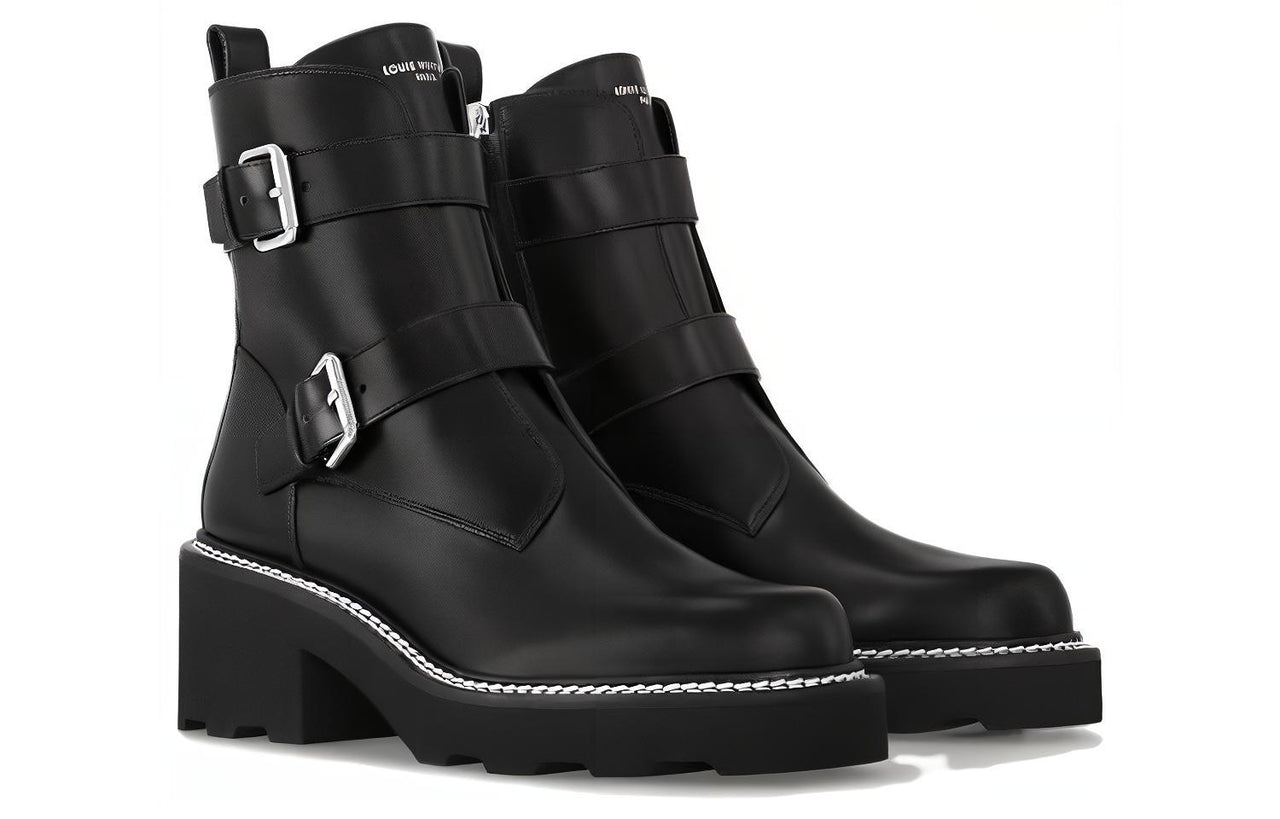 LOUIS VUITTON Beaubourg Ankle Boots 4cm Women's Black