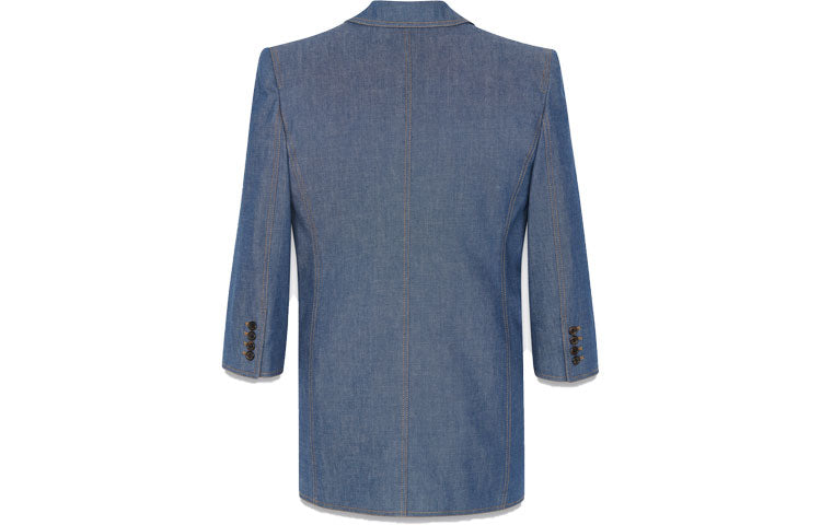 SAINT LAURENT Long-Sleeved Dresses Women's Blue