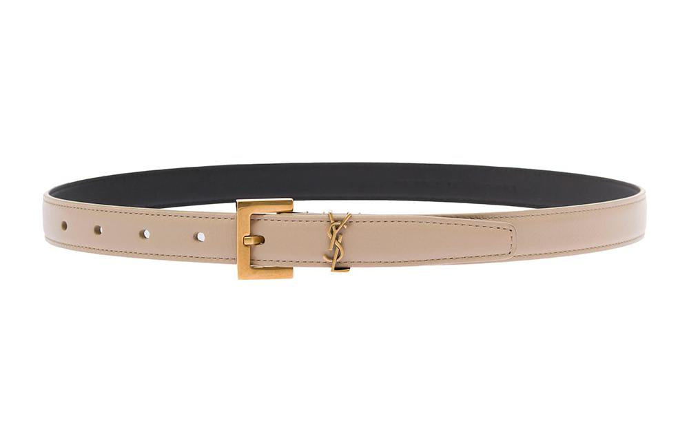 SAINT LAURENT Cassandre Thin Belt With Square Buckle In Box SAINT LAURENT Leather