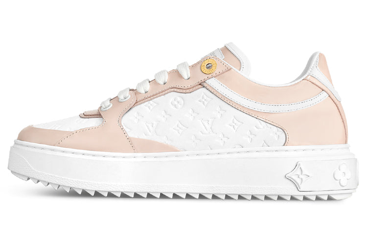 LOUIS VUITTON Time Out Low Top Skateboard Shoes Women's White Pink