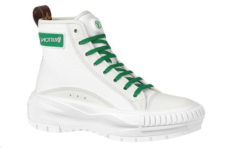 LOUIS VUITTON Square Suede Ankle Boots 'White Green' Women's