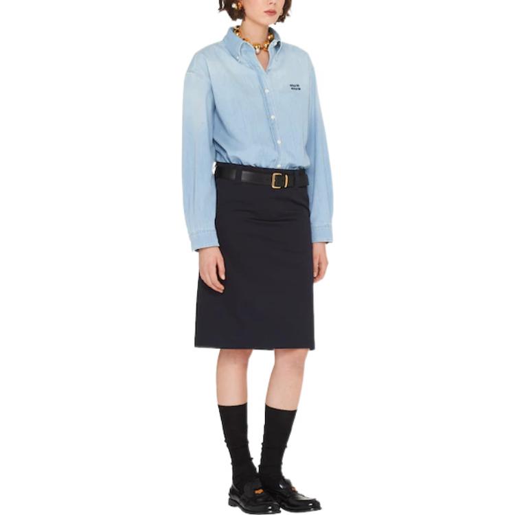 MIU MIU Casual Long Skirts Women's Navy Blue