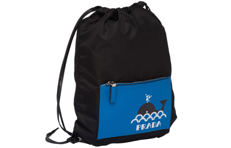 PRADA Fabric Backpack Men's Black/Blue