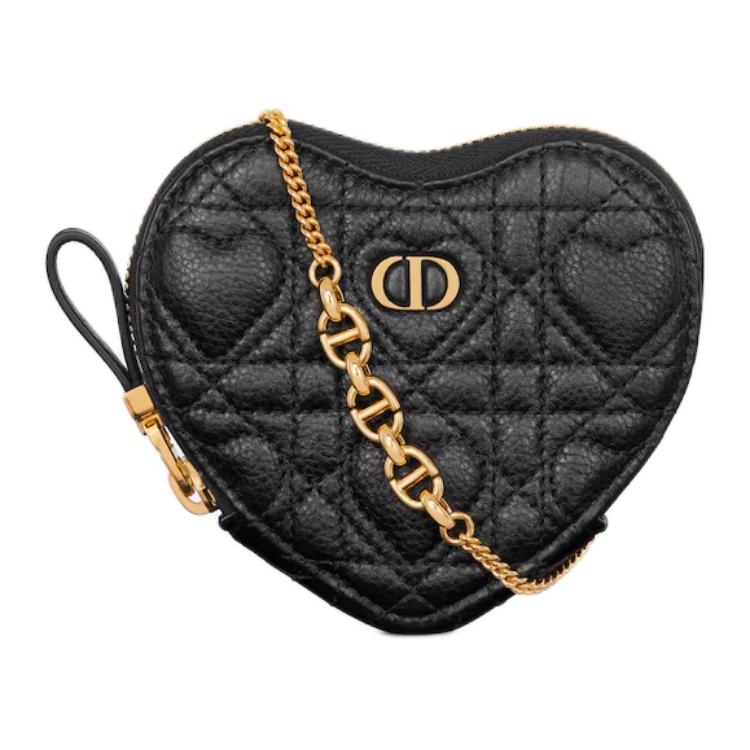 DIOR Caro Calfskin Heart-Shaped Bag Handheld Shoulder Bag Crossbody Bag Women's Black