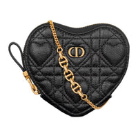 DIOR Caro Calfskin Heart-Shaped Bag Handheld Shoulder Bag Crossbody Bag Women's Black