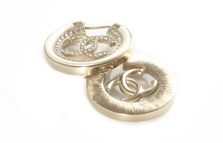 CHANEL Earrings Women's Gold/Pearl White