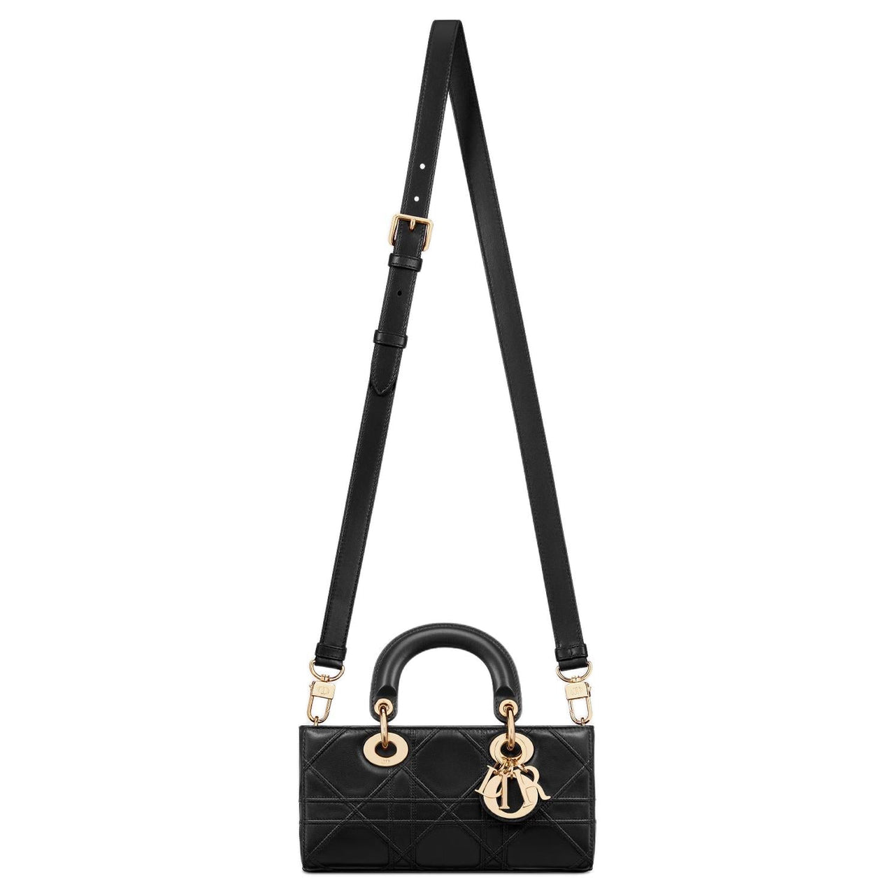 DIOR Lady D Joy Extra Large Wicker Pattern Sheepskin Shoulder Bag, Crossbody Bag, Handbag Small Size Women's Black