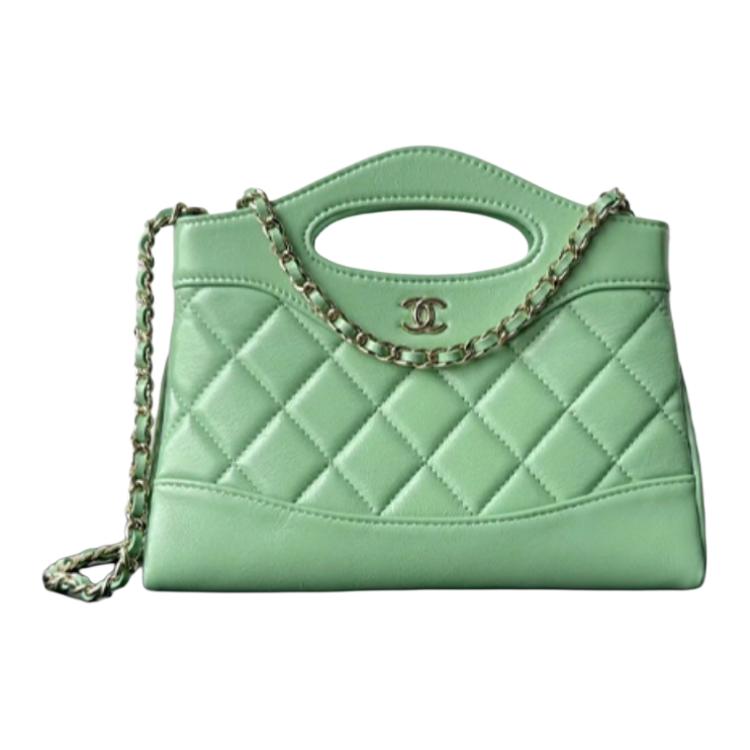 CHANEL Polished Lambskin Handbag Shoulder Bag Crossbody Bag Mini Women's Green